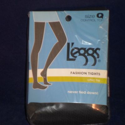 L'eggs Fashion Control Top Tights Size (Q) Black Chic Tie                    A10